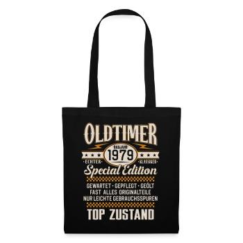 Oldtimer Baujahr Jahrgang 1979 Geburtstag Geschenk - Stoffbeutel - Schwarz - Vorne