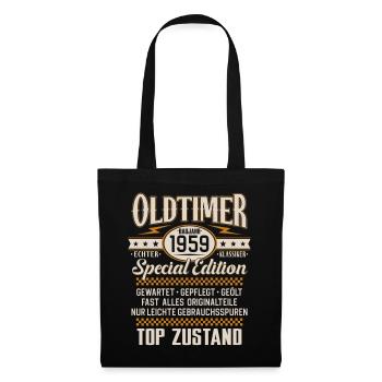 Oldtimer Baujahr Jahrgang 1959 Geburtstag Geschenk - Stoffbeutel - Schwarz - Vorne