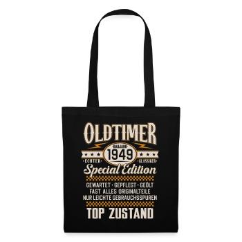 Oldtimer Baujahr Jahrgang 1949 Geburtstag Geschenk - Stoffbeutel - Schwarz - Vorne