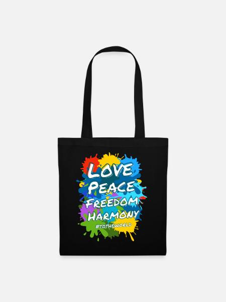 Love peace freedom and harmony to the world - Tote Bag - black