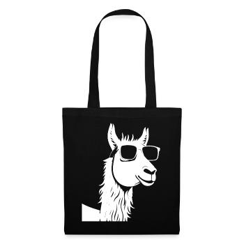 Lustiges Lama mit Sonnenbrille Coole Lamas - Stoffbeutel - Schwarz - Vorne