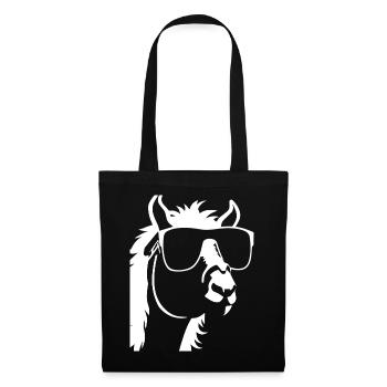 Lustiges Lama mit Sonnenbrille Coole Lamas - Stoffbeutel - Schwarz - Vorne