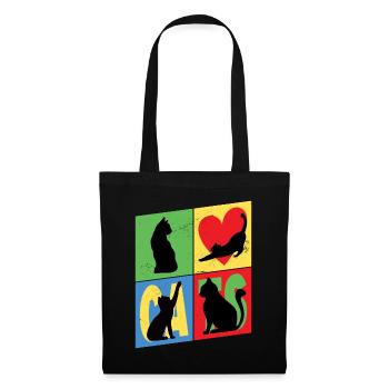 Cat Silhouettes Cat Lover Vintage Retro - Tote Bag - black - Front