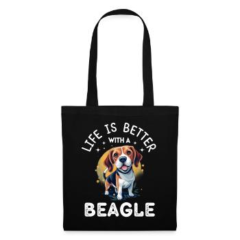 Mit einem Beagle ist das Leben besser - Stoffbeutel - Schwarz - Vorne
