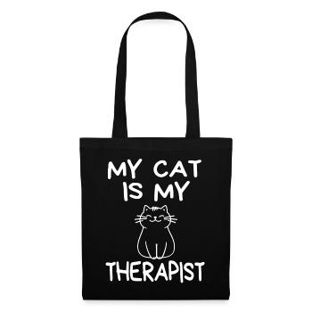 Meine Katze ist meine Therapeutin - Stoffbeutel - Schwarz - Vorne