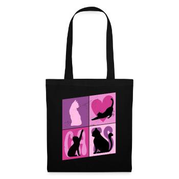 Chat Chaton Chat Silhouette Coeur Art Coloré - Sac en tissu - noir - Devant