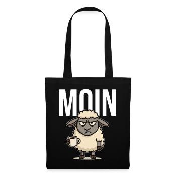 MOIN – Grummeliges Schaf mit Kaffee | Morgenmuffel - Stoffbeutel - Schwarz - Vorne