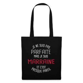 Pas parfaite mais marraine - Sac en tissu - noir - Devant