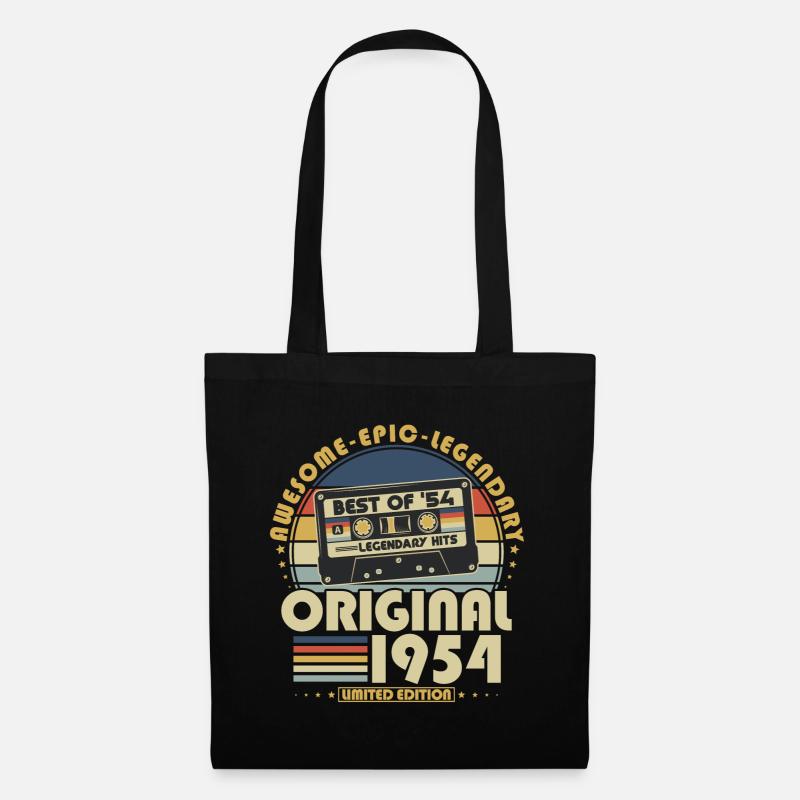 1954 Jahrgang Geburtstag Retro Vintage Geschenk - Stoffbeutel - Schwarz