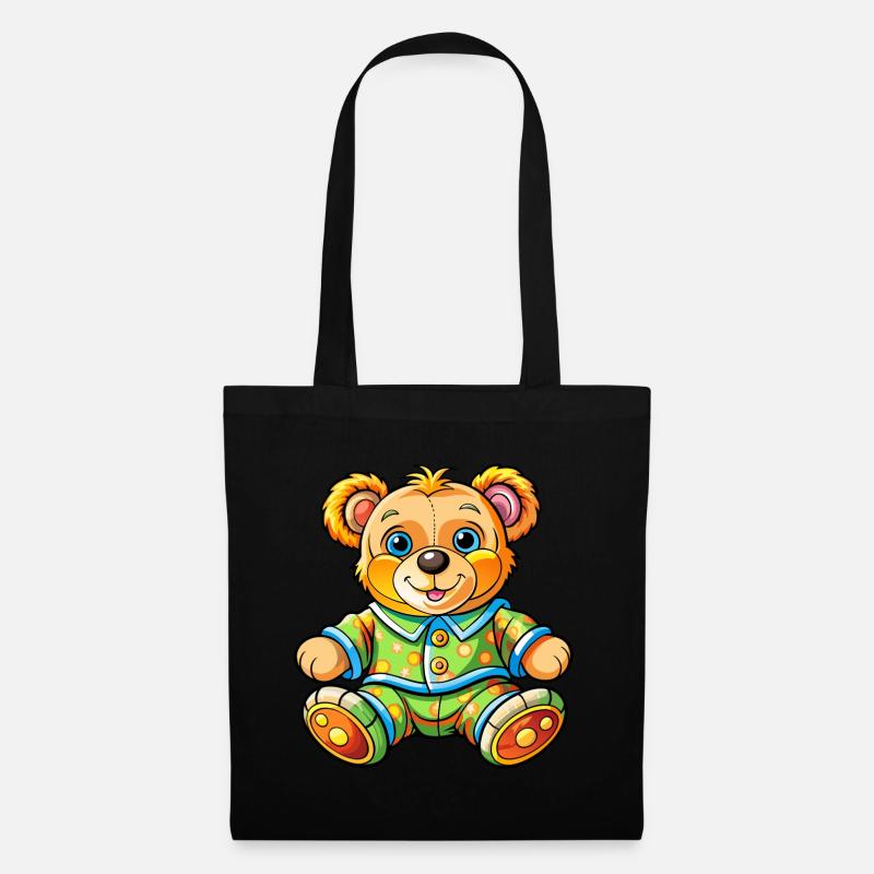 Teddy im Schlafanzug - Stoffbeutel - Schwarz