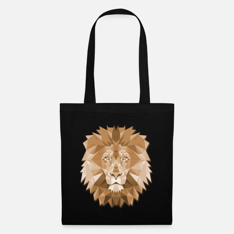 Löwenkopf polygonale abstrakte Farben Leo King Geschenk - Stoffbeutel - Schwarz