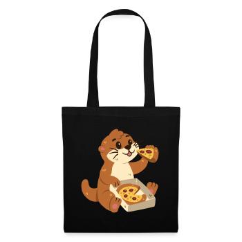 Loutre à la pizza - Sac en tissu - noir - Devant