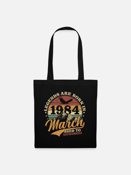 März 1984 Jahrgang geboren Vintage Geburtstag - Stoffbeutel - Schwarz
