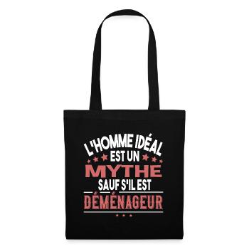 Homme déménageur Cadeau déménagement meuble camion - Sac en tissu - noir - Devant
