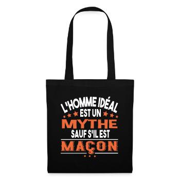 Maçon homme. Cadeau métier Bâtiment brique ouvrier - Sac en tissu - noir - Devant