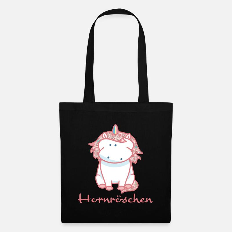 Rosen Einhorn - Stoffbeutel - Schwarz