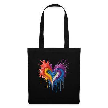 Herz Liebe Farbe Kunst - Stoffbeutel - Schwarz - Vorne