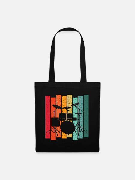 Retro Drummer Drumset Drums Drummer - Tote Bag - black