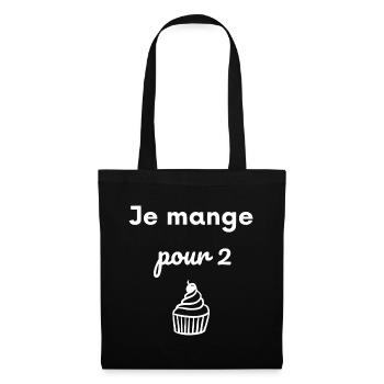 Annonce grossesse Je mange pour 2 - Sac en tissu - noir - Devant