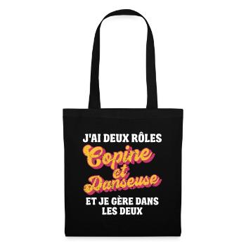 copine danseuse je gère rétro 80s humour - Sac en tissu - noir - Devant