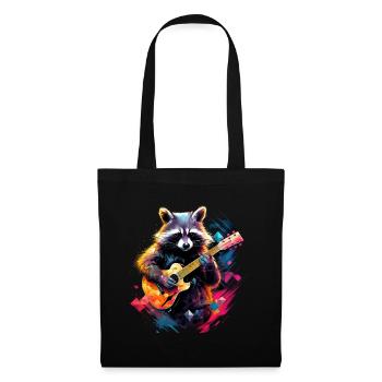Racoon playing guitar - Tote Bag - black - Front
