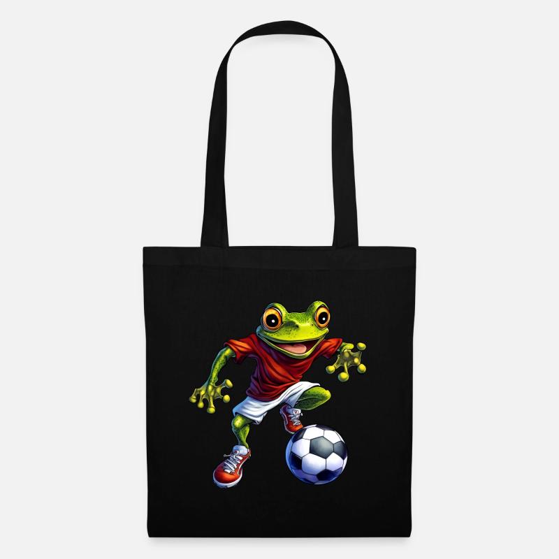 Frösche Fussball - Stoffbeutel - Schwarz