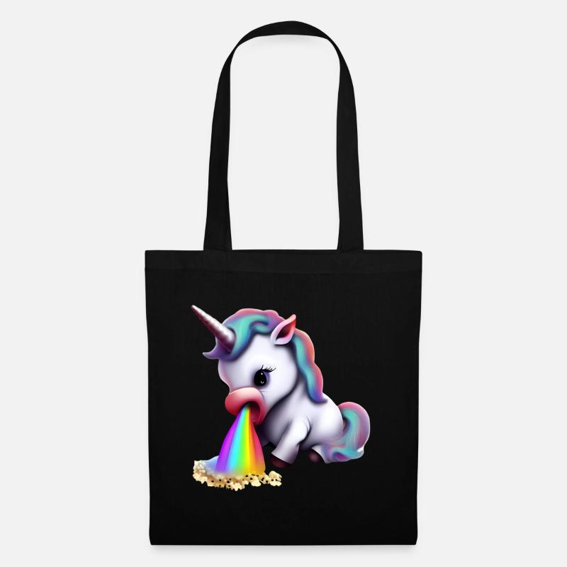 Regenbogen niesendes Einhorn Allergiker - Stoffbeutel - Schwarz