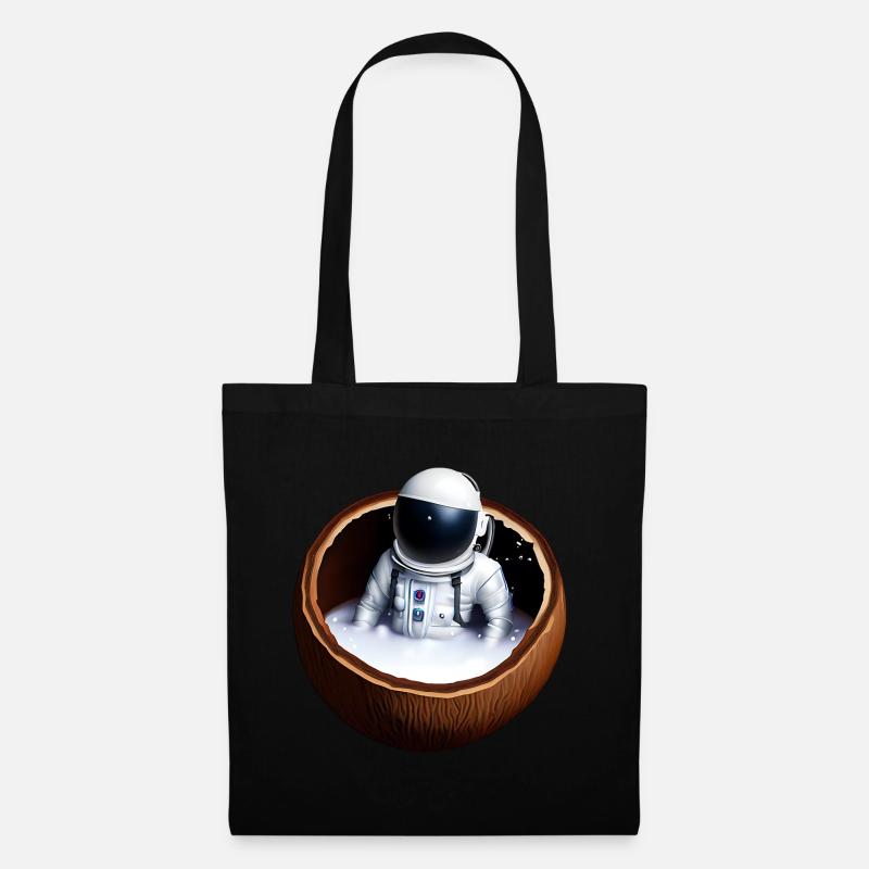 Astronaut in einer Kokosnuss - Stoffbeutel - Schwarz