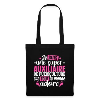 Auxiliaire Puériculture Puéricultrice Métier - Sac en tissu - noir - Devant