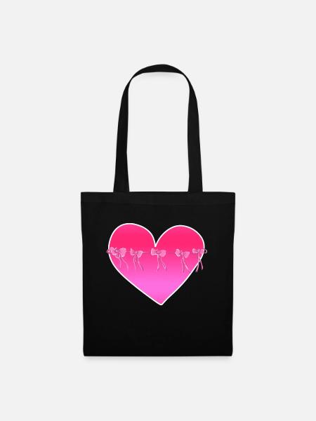 herz schleifen rosa symbol liebe - Stoffbeutel - Schwarz