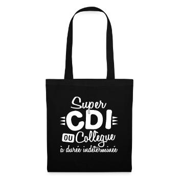 Collègue Durée Indéterminée CDI Cadeau T-shirt Mug - Sac en tissu - noir - Devant