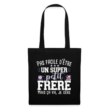 Petit Frère Panda Vache Cadeau Bébé Garçon Famille - Sac en tissu - noir - Devant