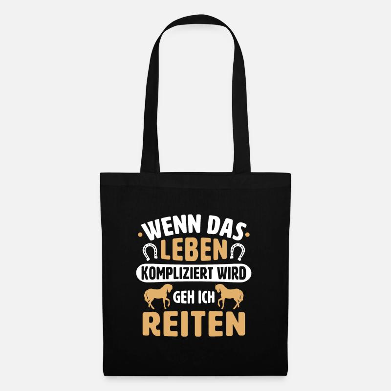 wenn das leben kompliziert wird geh ich reiten - Stoffbeutel - Schwarz