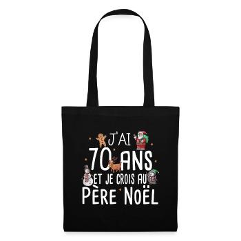 70 Ans Anniversaire Cadeau Père Noël Humour - Sac en tissu - noir - Devant