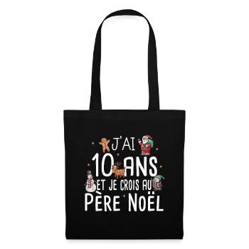 10 Ans Anniversaire Cadeau Père Noël Humour Enfant - Sac en tissu - noir - Devant