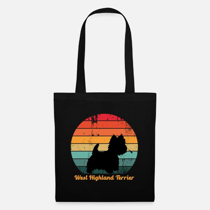 Rétro West Highland Terrier - Sac en tissu - noir