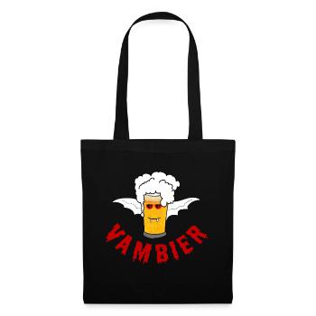 Vambier Halloween Bier Vampir Wortspiel Fledermaus - Stoffbeutel - Schwarz - Vorne