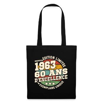 cadeau d'anniversaire 1963 - 60 ans d'excellence - Sac en tissu - noir - Devant