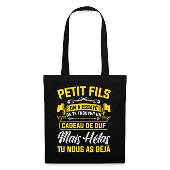 petit fils cadeau de ouf mais tu nous as déjà - Sac en tissu - noir - Devant