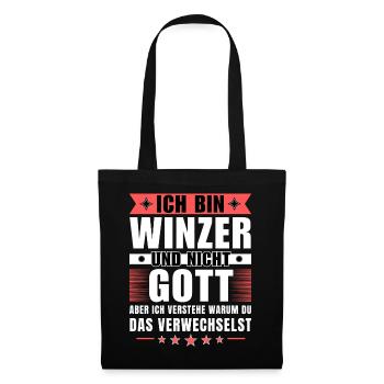 Ich bin Winzer und nicht Gott - Stoffbeutel - Schwarz - Vorne