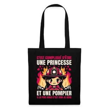 Princesse et Pompier À la Fois Femme Pompier Drôle - Sac en tissu - noir - Devant