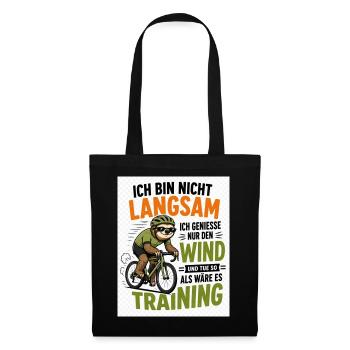 Faultier auf Fahrrad - Stoffbeutel - Schwarz - Vorne