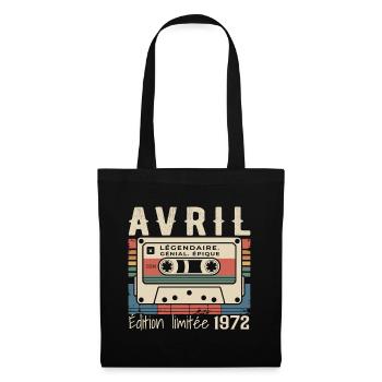 avril 1972 April 1972  - Sac en tissu - noir - Devant