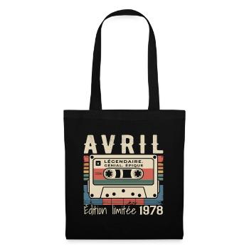 avril 1978 April 1978  - Sac en tissu - noir - Devant