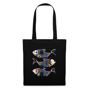 Poissons - Sac en tissu - noir - Devant