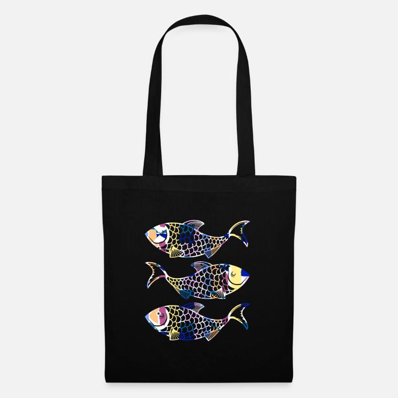 Fische - Stoffbeutel - Schwarz