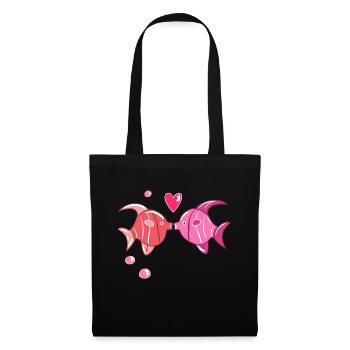 amoureux coeur animaux poisson doux - Sac en tissu - noir - Devant