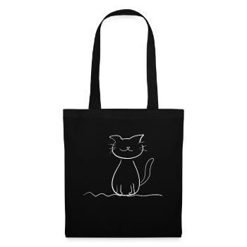 ligne de chat symbole d’animal de compagnie roi amour animal - Sac en tissu - noir - Devant