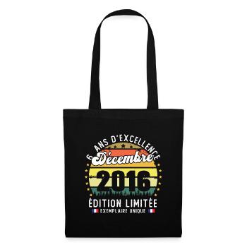 6 Ans Anniversaire Vintage Né en Décembre 2016 - Sac en tissu - noir - Devant