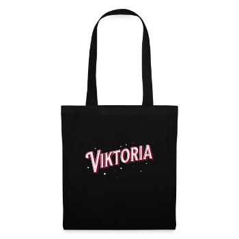 Viktoria Name tolle Mädchen Geschenkidee - Stoffbeutel - Schwarz - Vorne